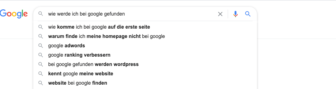 Suchanfrage bei Google gefunden werden